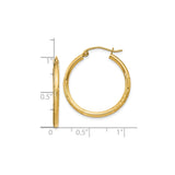 10k Yellow Gold Hoop Earrings, Polished and Textured Round Hoops with Diamond-Cut Detailing