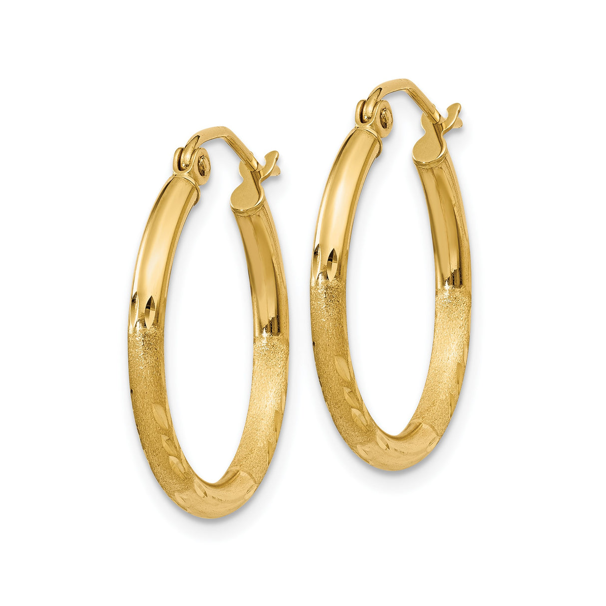 10k Yellow Gold Hoop Earrings with Diamond Cut Texture and Latch Back Closure