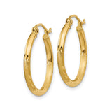 10k Yellow Gold Hoop Earrings with Diamond Cut Texture and Latch Back Closure