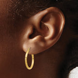 10k Yellow Gold Hoop Earrings with Diamond Cut Texture and Latch Back Closure