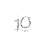 10k White Gold Hoop Earrings with Hammered Finish and Latch-Back Closure