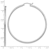 10k White Gold Hoop Earrings, Classic Round Polished Hoops with Hammered Finish