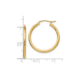 10k Yellow Gold Hoop Earrings, Lightweight Hammered Tube Style with Textured Finish for Women