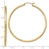 10k Yellow Gold Hoop Earrings, Large Textured Round Hoops with Diamond Cut Finish
