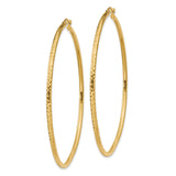 10k Yellow Gold Large Hoop Earrings, Textured Hammered Design, Polished Finish