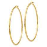 10k Yellow Gold Hoop Earrings, Large Round Hammered and High Polish Finish, Textured Minimalist Style