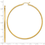 10k Yellow Gold Hoop Earrings, Large Round Hammered and High Polish Finish, Textured Minimalist Style