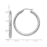 10k White Gold Hoop Earrings, Diamond Cut Textured Design, Lightweight Everyday Jewelry