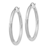 10k White Gold Hoop Earrings, Satin and Polished Finish, Modern Minimal Design for Women