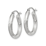 10k White Gold Hoop Earrings, Satin and Polished Finish with Leaf Pattern