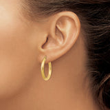10k Yellow Gold Hoop Earrings, Polished and Textured Diamond Cut Medium Hoops for Women