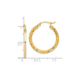 10k Yellow Gold Hoop Earrings with Matte Textured Finish and Laurel Leaf Motif