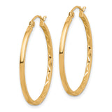10k Yellow Gold Hoop Earrings with High Polish Finish and Diamond Cut Detailing