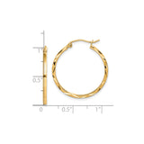 10k Yellow Gold Hoop Earrings, Diamond Cut Twist Design, Polished Lightweight Style for Women