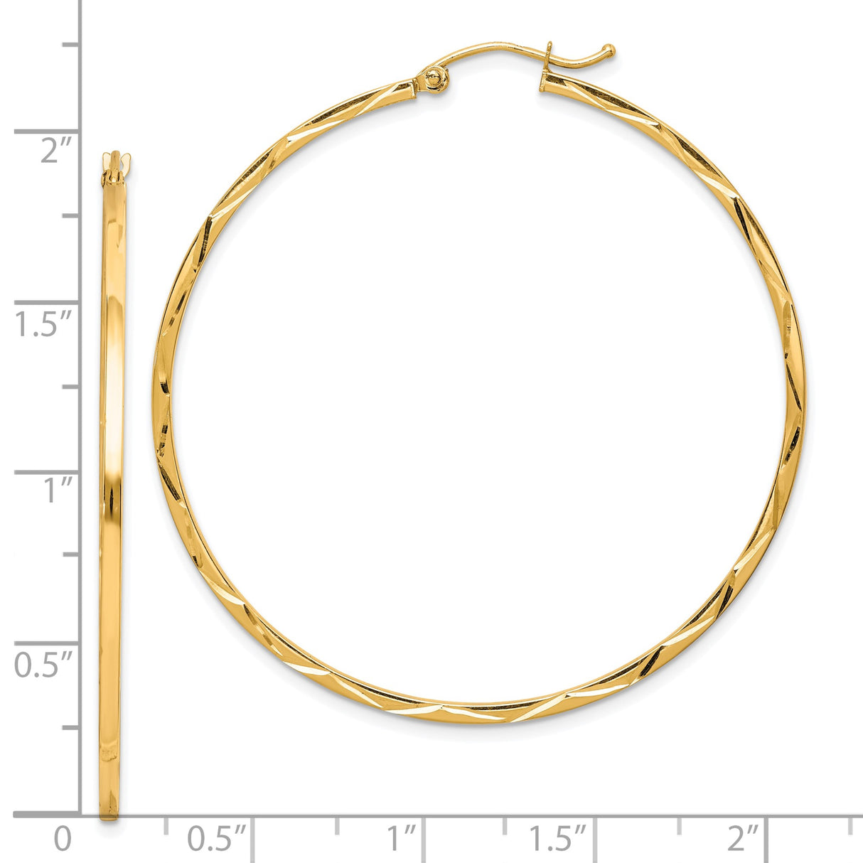 10k Yellow Gold Twisted Hoop Earrings with Diamond Cut and Polished Finish for Women