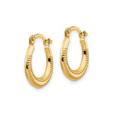 10k Yellow Gold Teardrop Hoop Earrings, Textured Beaded Design, Latch-Back Closure, Lightweight Vintage Style