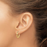 10k Yellow Gold Hoop Earrings with Satin and Polished Finish, Lightweight Classic Style for Women