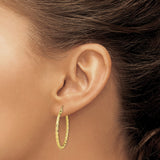 10k Yellow Gold Hoop Earrings, Twisted Braided Design, Lightweight Medium Size for Women