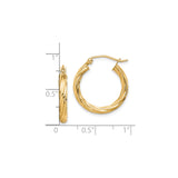 10k Yellow Gold Hoop Earrings, Twisted Rope Design, Lightweight Polished Style for Women