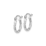 10k White Gold Hoop Earrings with Polished Twisted Design, Lightweight Latch Back Hoops for Women