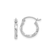 10k White Gold Hoop Earrings with Polished Twisted Design, Lightweight Latch Back Hoops for Women