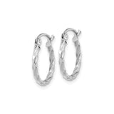 10k White Gold Hoop Earrings, Twisted Polished Rope Style, Lightweight Modern Design for Women