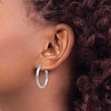 10k White Gold Hoop Earrings, Twisted Polished Rope Style, Lightweight Modern Design for Women