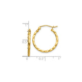 10k Yellow Gold Hoop Earrings, Twisted Polished Design, Lightweight Classic Style for Women