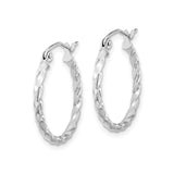 10k White Gold Hoop Earrings, Twisted Spiral Design, Lightweight and Minimalist Style