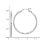 10k White Gold Hoop Earrings, Diamond-Cut Round Tube Design with Polished Finish
