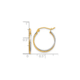 10k Two-Tone Gold Hoop Earrings, Polished and Textured Round Design for Women