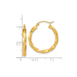 10k Yellow Gold Hoop Earrings, Twisted Lightweight Design, Polished Finish for Women