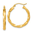 10k Yellow Gold Hoop Earrings, Twisted Lightweight Design, Polished Finish for Women