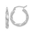 10k White Gold Hoop Earrings with Twisted Spiral Design and Polished Finish for Women