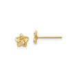 10k Yellow Gold Flower Stud Earrings with Detailed Five-Petal Floral Design