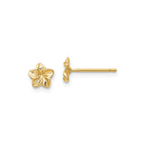 10k Yellow Gold Flower Stud Earrings with Detailed Five-Petal Floral Design