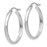 10k White Gold Hoop Earrings, Lightweight Polished Design for Women