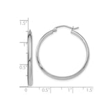 10k White Gold Hoop Earrings, Classic Round Polished Design, Lightweight Jewelry for Women