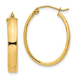 10k Yellow Gold Oval Hoop Earrings, Lightweight Polished Minimalist Design for Women