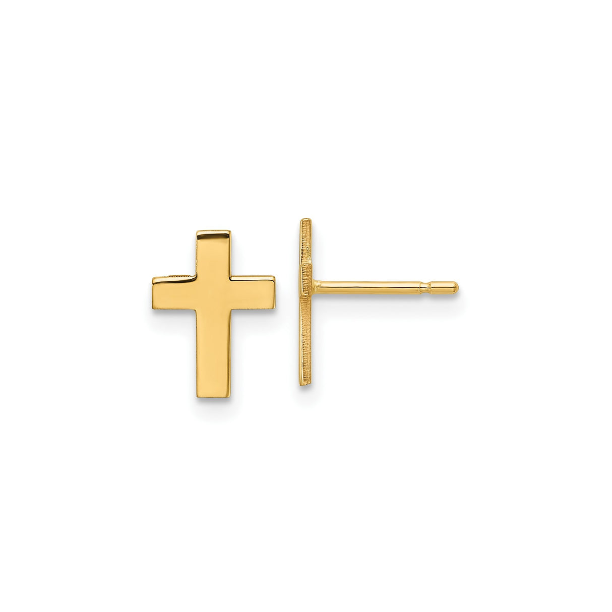 10k Yellow Gold Cross Pendant, Polished Minimalist Faith Symbol Design, Unisex Jewelry