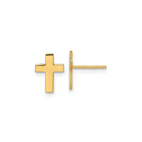 10k Yellow Gold Cross Pendant, Polished Minimalist Faith Symbol Design, Unisex Jewelry