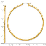 10k Yellow Gold Hoop Earrings, Large Round Hammered Texture, Lightweight High Polish Dome Style