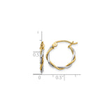 10k Yellow Gold Hoop Earrings with Twisted Two-Tone Rope Design