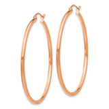 10k Rose Gold Hoop Earrings, Lightweight 2mm Tube with Polished Finish, Minimalist Design