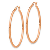 10k Rose Gold Hoop Earrings, Classic Round Tube Design with Polished Finish