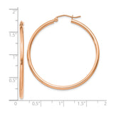 10k Rose Gold Hoop Earrings, Classic Round Tube Design with Polished Finish