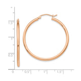 10k Rose Gold Hoop Earrings, Polished Round Tube Design, Lightweight Minimalist Style for Women