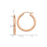 10k Rose Gold Hoop Earrings, Lightweight Tube Style with Smooth Polished Finish
