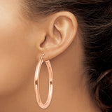10k Rose Gold Hoop Earrings, Medium Size Lightweight Tube with Polished Finish, Classic Round Design