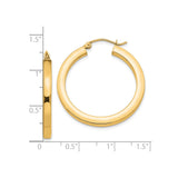 10k Yellow Gold Hoop Earrings, Medium Round Polished Hoops with Latch Back Closure